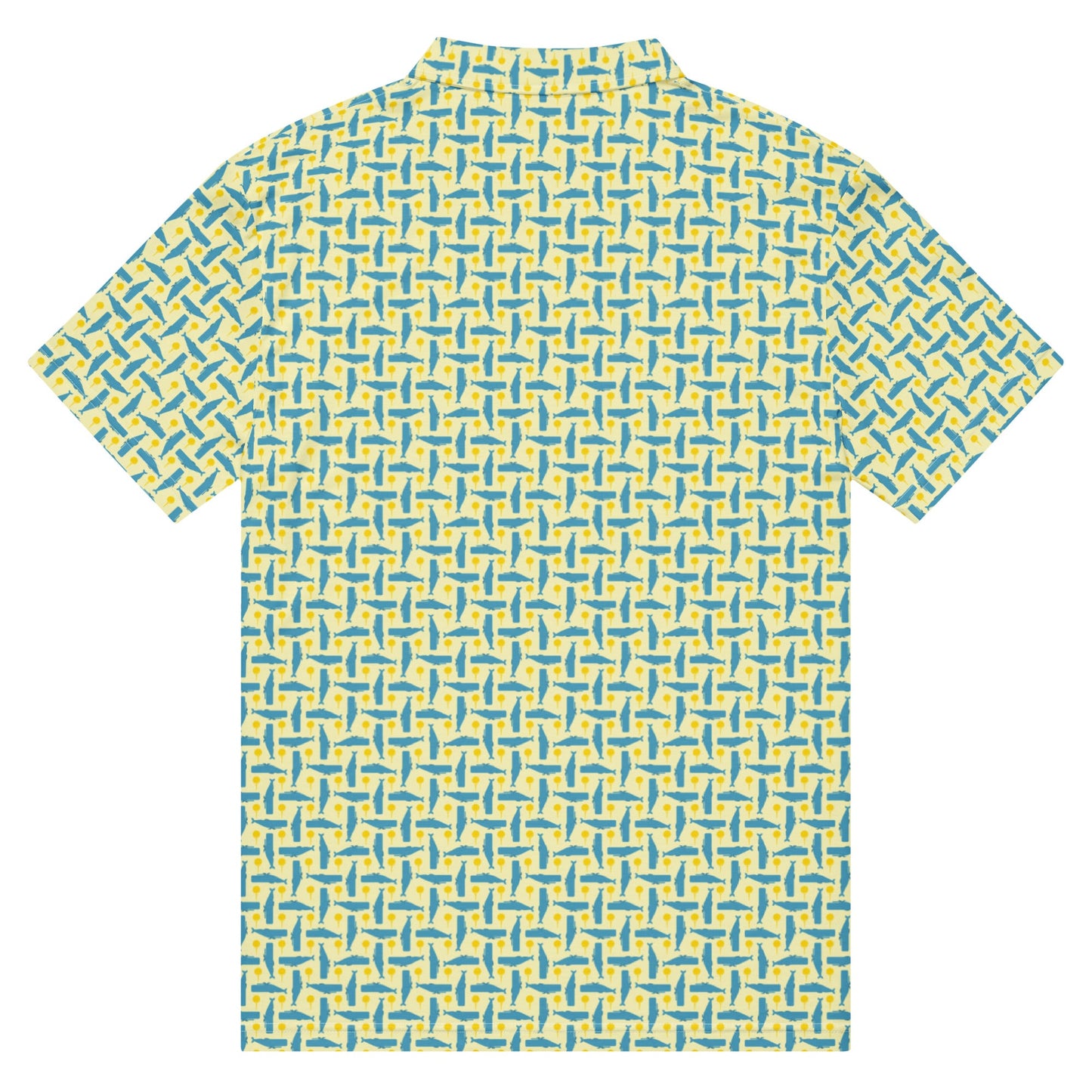 Men’s Slim Fit Golf Polo – Whale & Golf Tee Pattern
